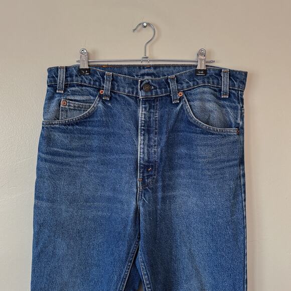 vintage levi's 517s orange tabs 80s made in usa denim blue jeans sz 33 - Picture 3 of 6